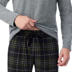 Mens Cozy Lodge Long Sleeve Crew and Pajama Pant 2-Pc Set