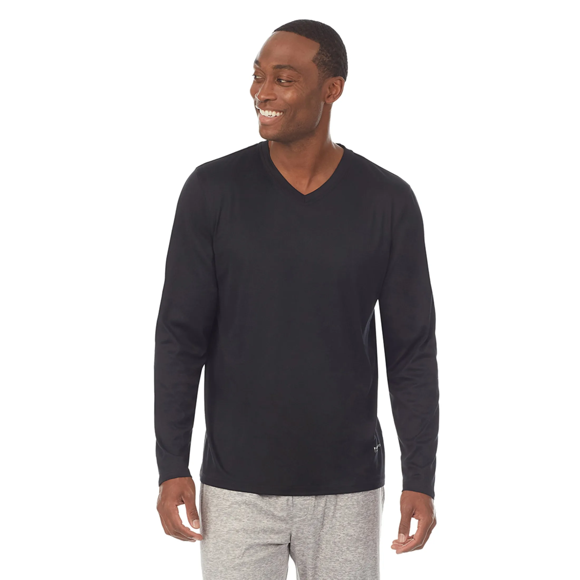 Mens Far-Infrared Enhance Sleep Long Sleeve V-Neck Top