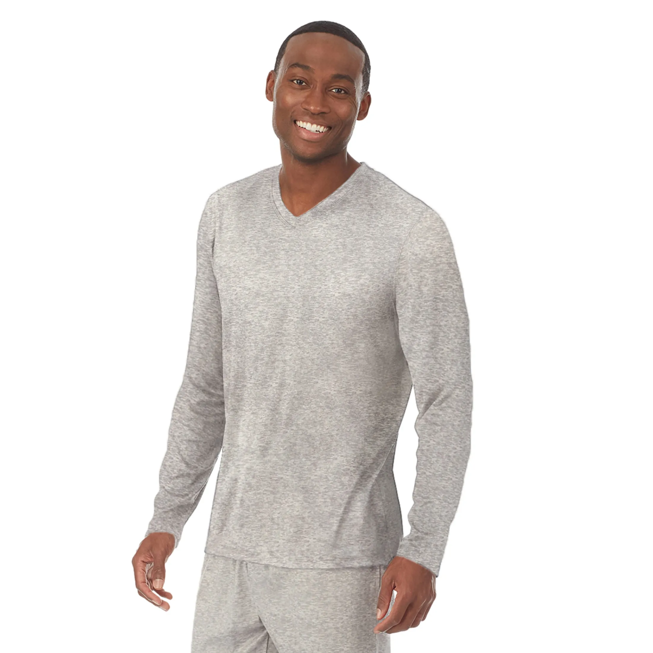 Mens Far-Infrared Enhance Sleep Long Sleeve V-Neck Top