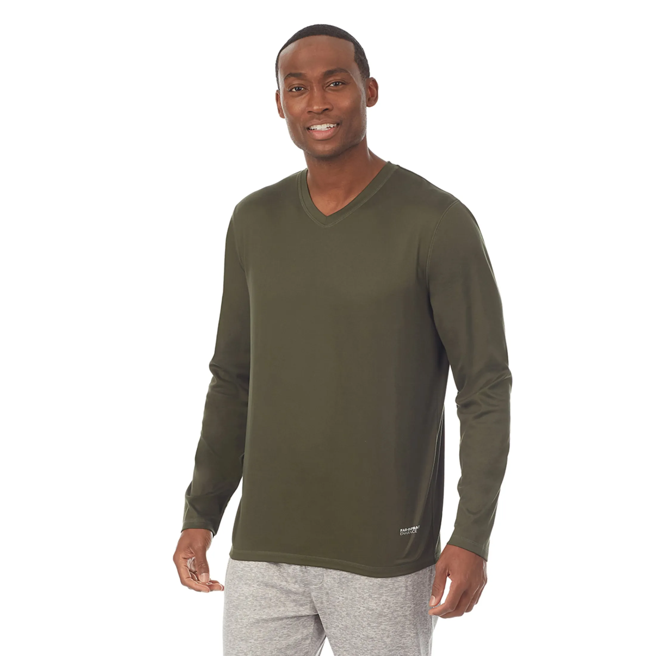 Mens Far-Infrared Enhance Sleep Long Sleeve V-Neck Top