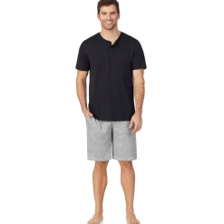 Mens Far-Infrared Enhance Sleep Short Sleeve Henley Top