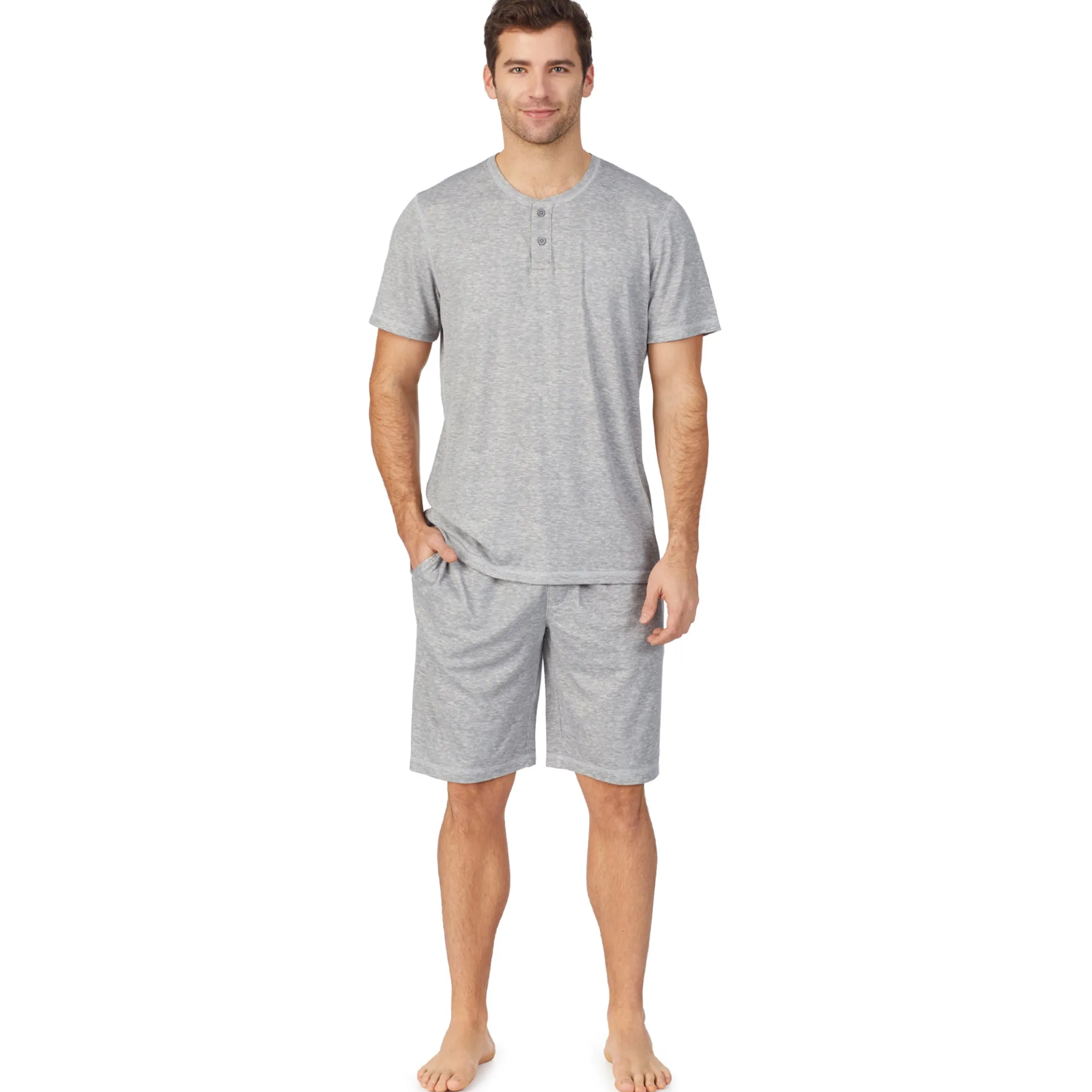 Mens Far-Infrared Enhance Sleep Short Sleeve Henley Top