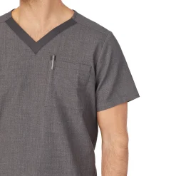 Mens Scrub V-Neck Top with Chest Pocket