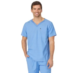 Mens Scrub V-Neck Top with Chest Pocket