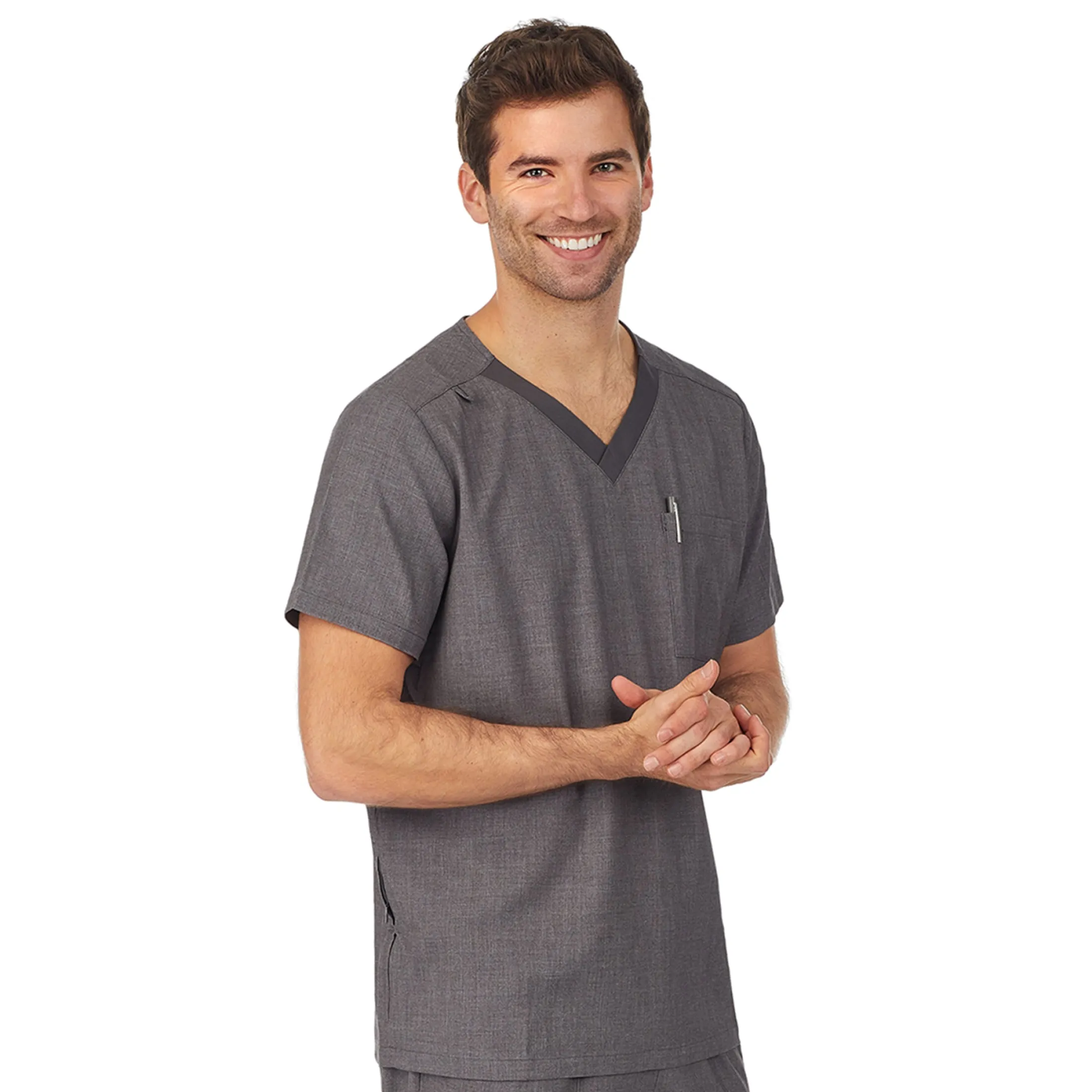 Mens Scrub V-Neck Top with Pockets