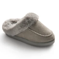Microsuede with Moccasin-Stitch Clog Slipper