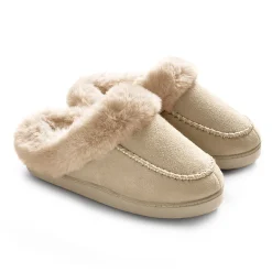 Microsuede with Moccasin-Stitch Clog Slipper