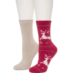 Reindeer Birdseye/Twist Rib Crew Sock 2 Pack