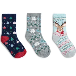 Reindeer Brushed Lounge Sock 3 Pack