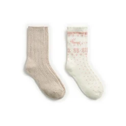 Scallop Edge Snowflake Reindeer Crew Sock 2-Pack
