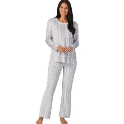 Silky Velour Long Sleeve Pullover with Boot Cut Pant 2-Pc Pajama Set