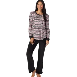 Silky Velour Long Sleeve Pullover with Boot Cut Pant 2-Pc Pajama Set