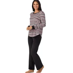 Silky Velour Long Sleeve Pullover with Boot Cut Pant 2-Pc Pajama Set