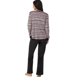 Silky Velour Long Sleeve Pullover with Boot Cut Pant 2-Pc Pajama Set