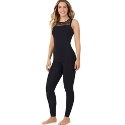 Softwear With Stretch Crew Neck Tank With Lace