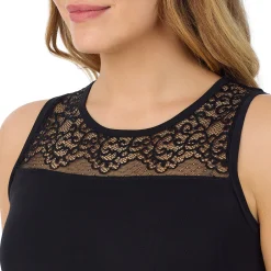 Softwear With Stretch Crew Neck Tank With Lace