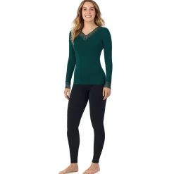 Softwear With Stretch Long Sleeve V-Neck With Lace