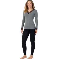 Softwear With Stretch Long Sleeve V-Neck With Lace