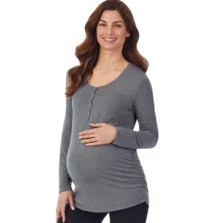 Softwear with Stretch Maternity Snap Front Henley Top