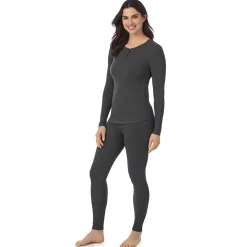 Stretch Rib Long Sleeve Henley