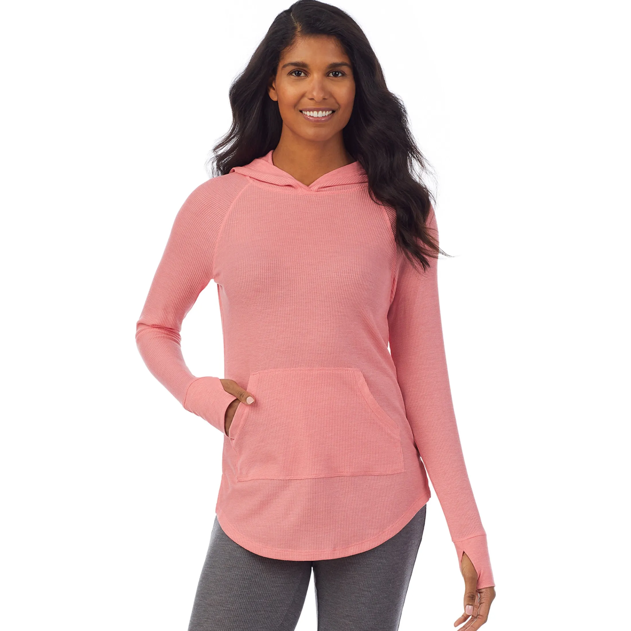 Stretch Thermal Long Sleeve Hoodie Tunic