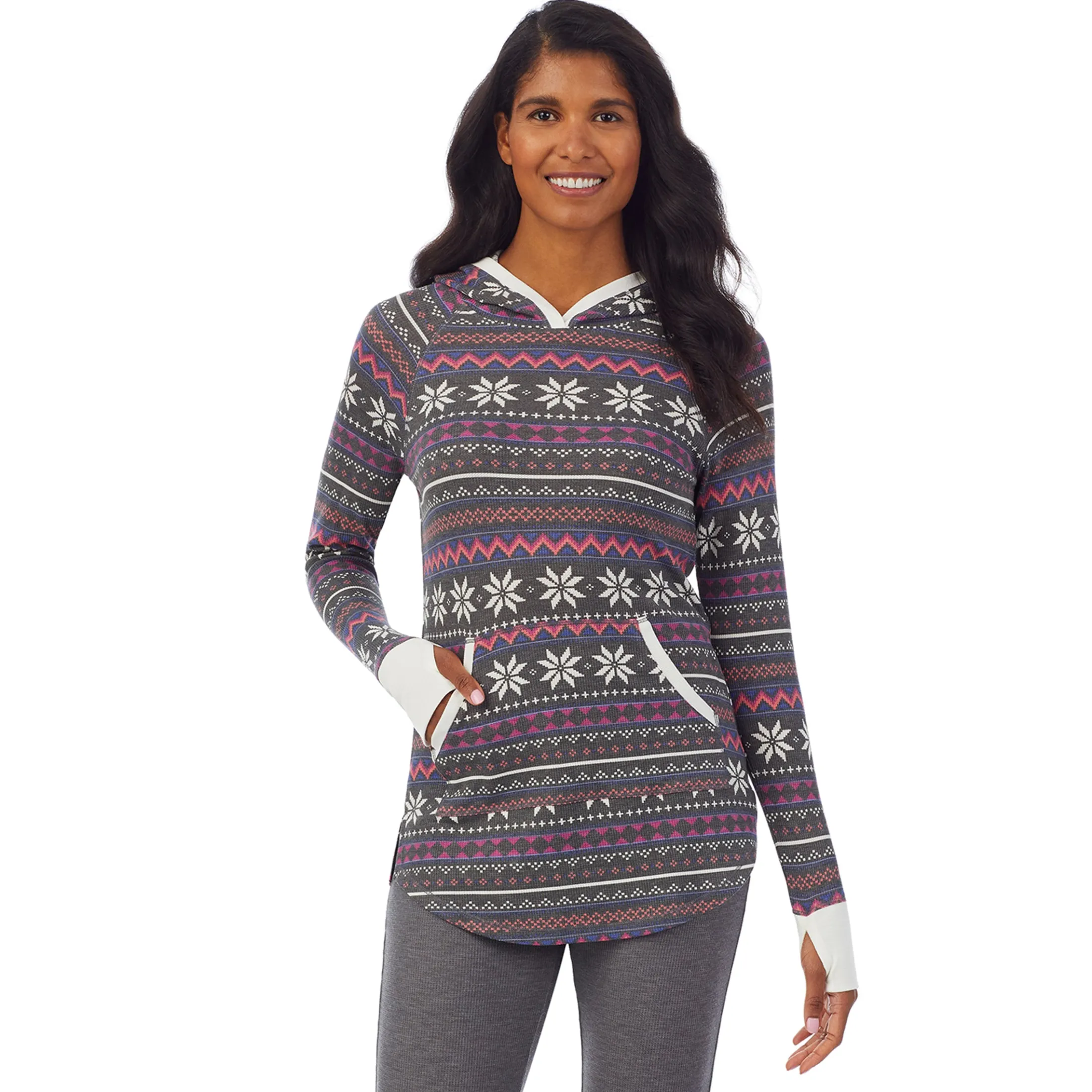 Stretch Thermal Long Sleeve Hoodie Tunic