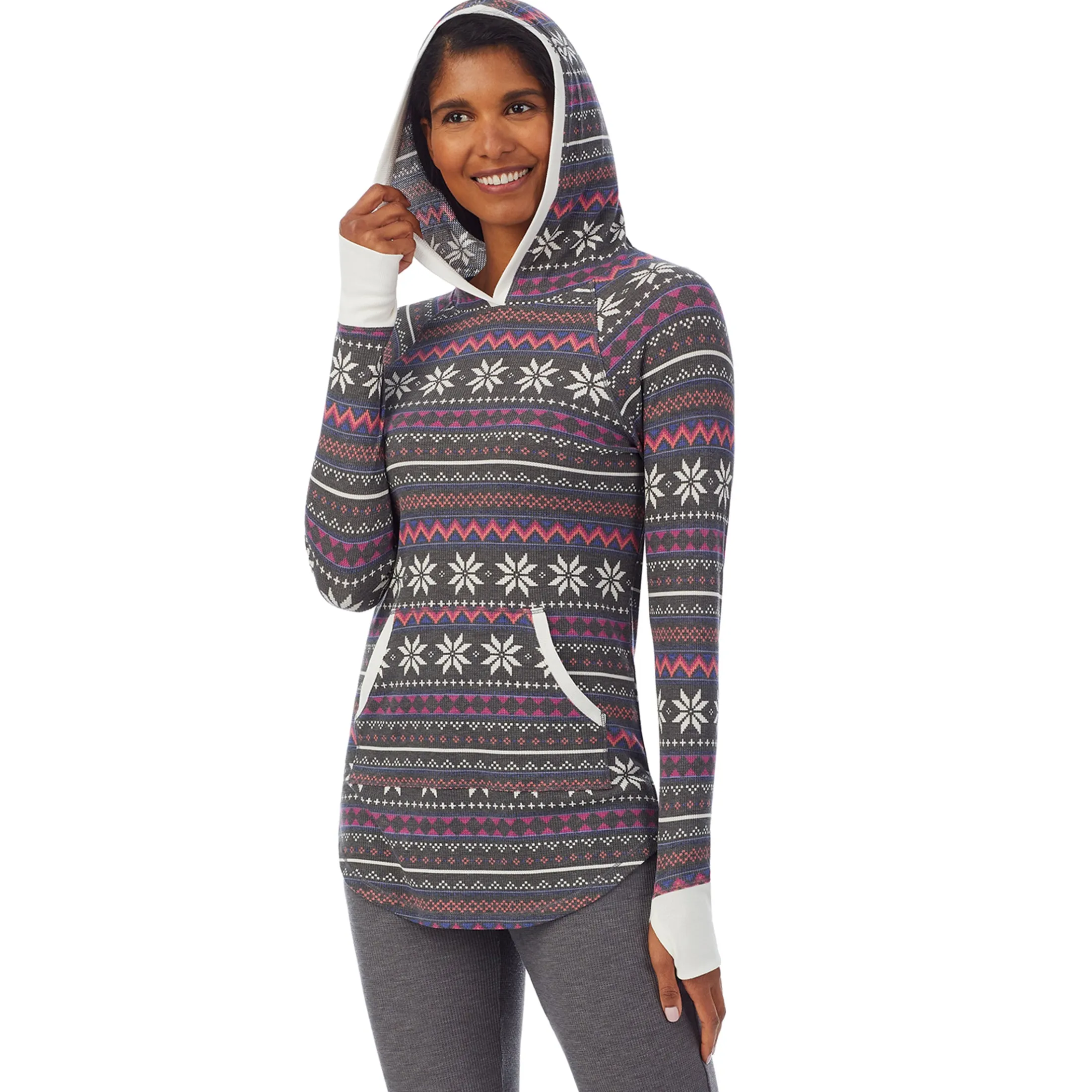 Stretch Thermal Long Sleeve Hoodie Tunic