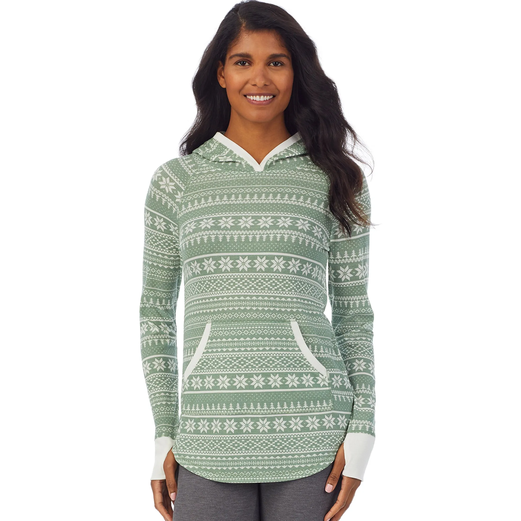 Stretch Thermal Long Sleeve Hoodie Tunic