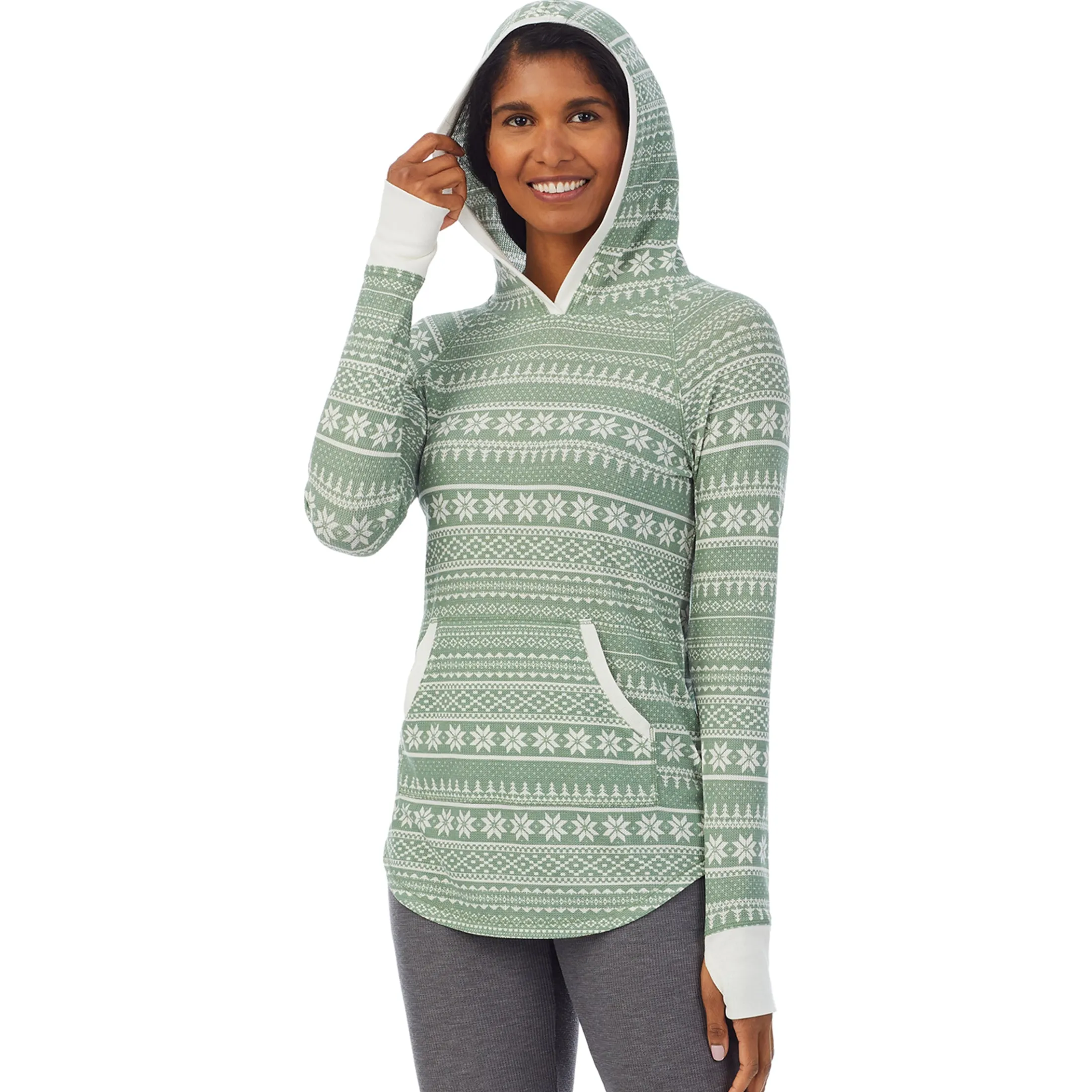 Stretch Thermal Long Sleeve Hoodie Tunic