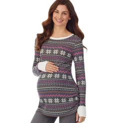 Stretch Thermal Maternity Long Sleeve Ballet Neck Top