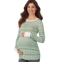 Stretch Thermal Maternity Long Sleeve Ballet Neck Top