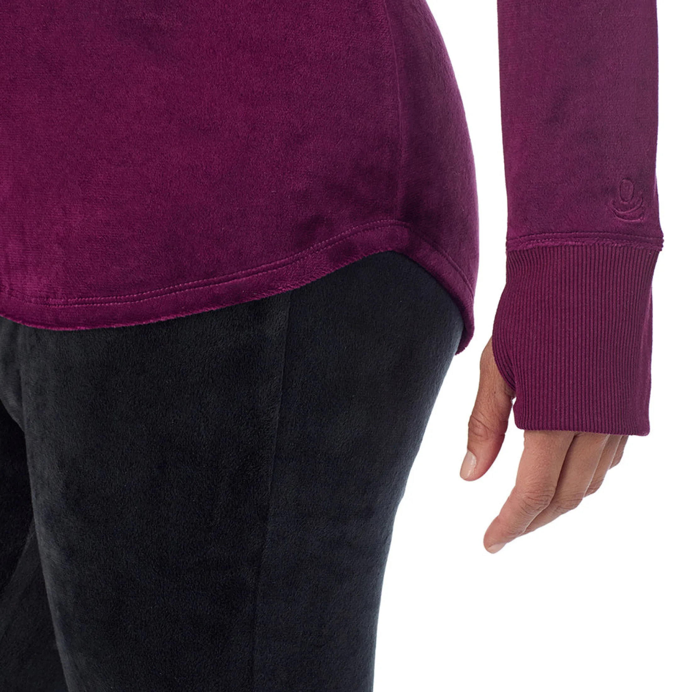 Stretch Velour Long Sleeve V-Neck