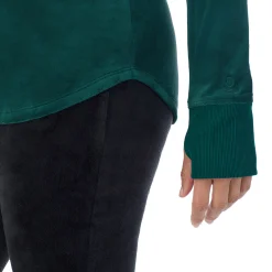 Stretch Velour Long Sleeve V-Neck