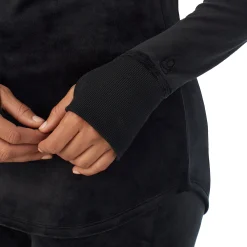 Stretch Velour Long Sleeve V-Neck