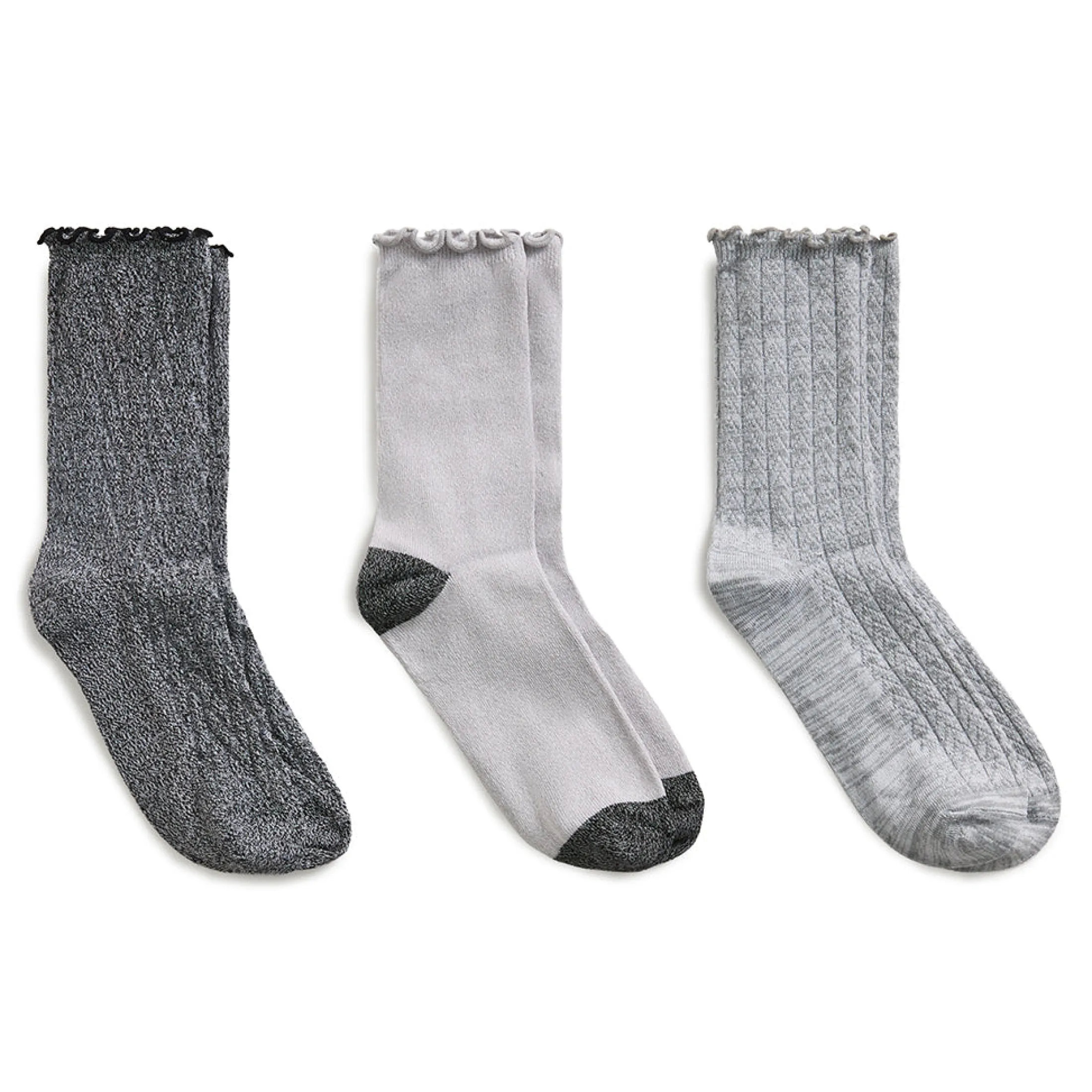 Twist Chevron / Lettuce Edge Crew Sock 3-Pack