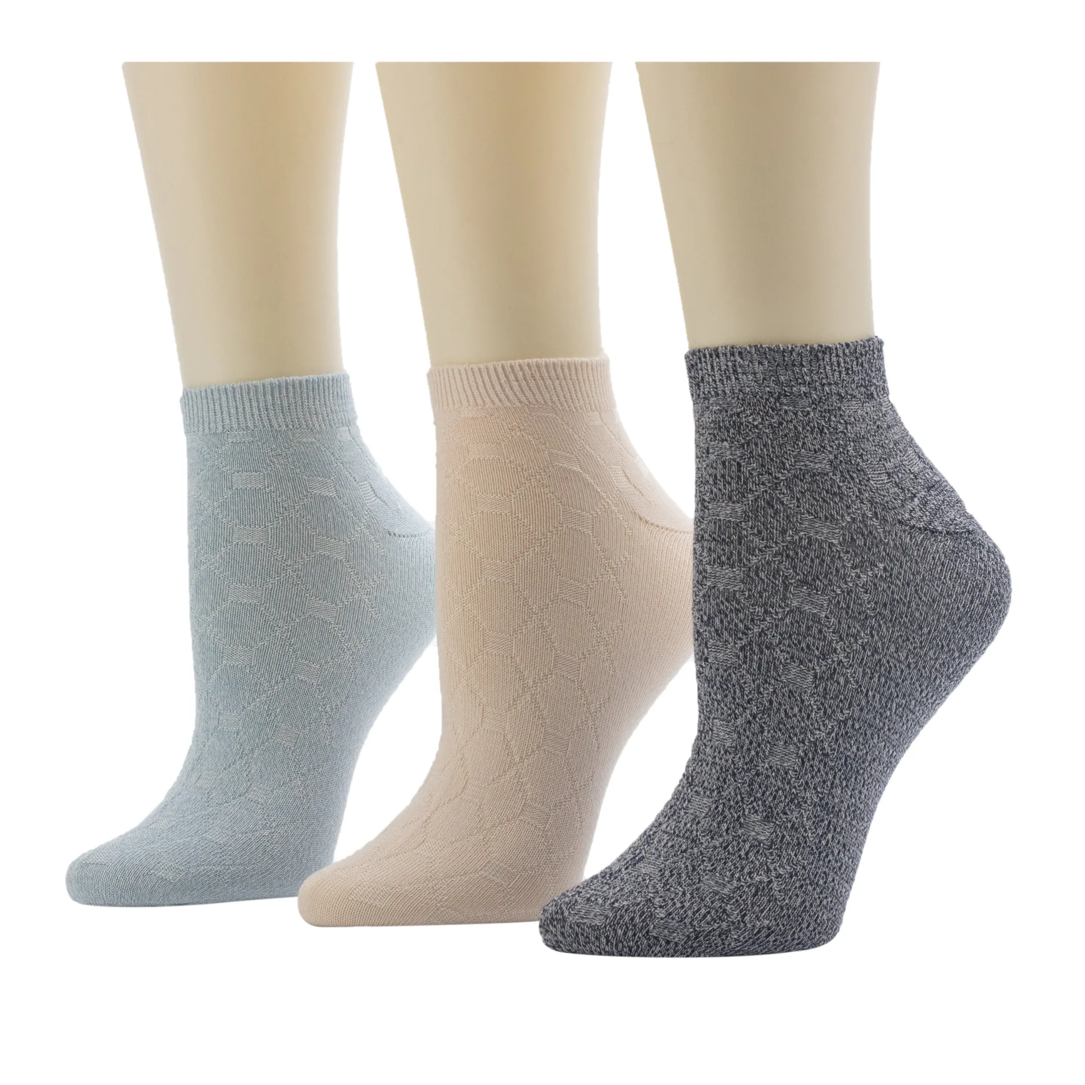 Twist Tile Textured Solid Color Low Cut Sock 3-Pack
