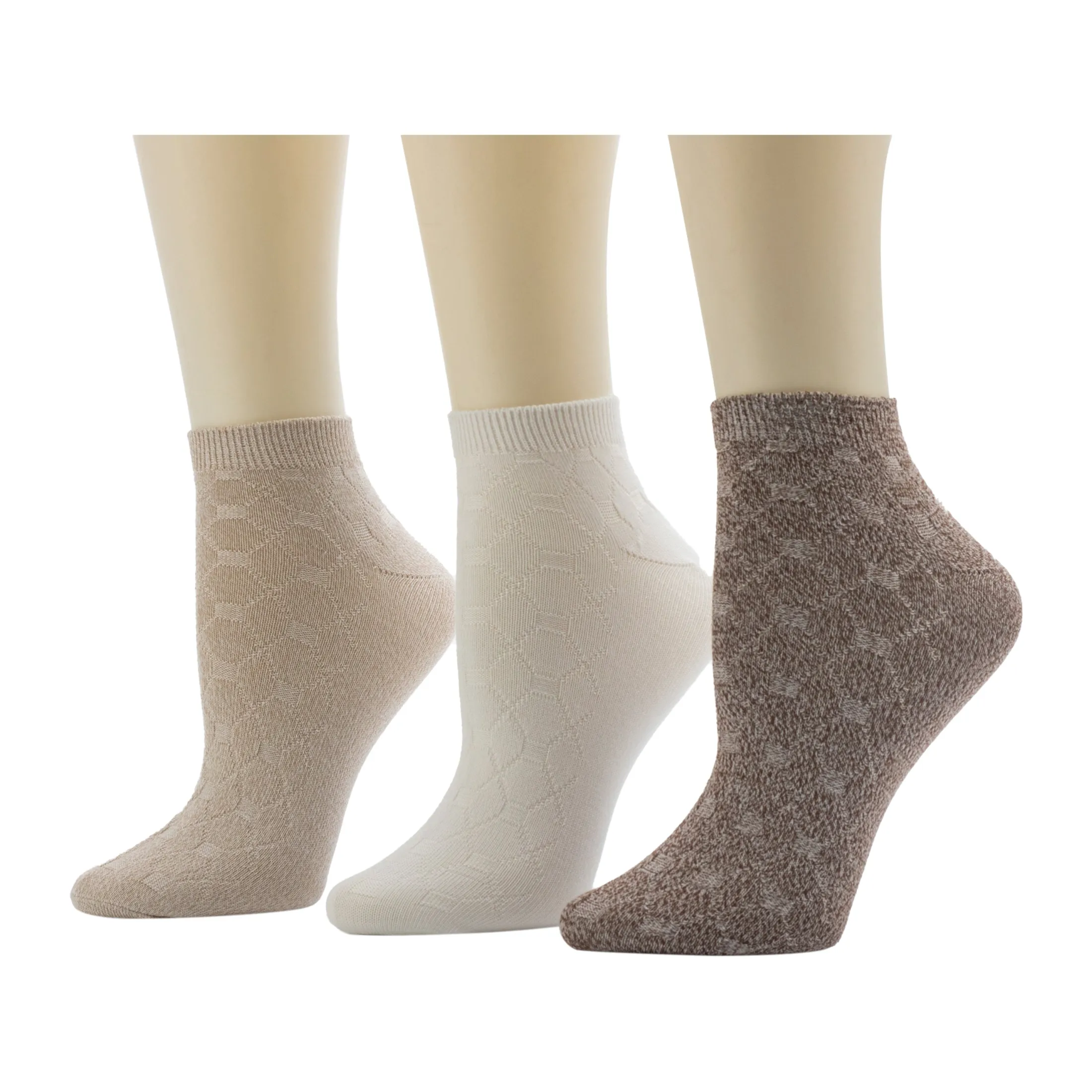 Twist Tile Textured Solid Color Low Cut Sock 3-Pack