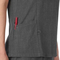 Womens Scrub Henley Neck Top with Side Pockets PETITE