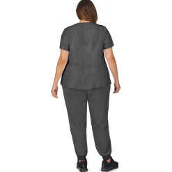 Womens Scrub Henley Neck Top with Side Pockets PLUS