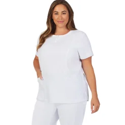 Womens Scrub Henley Neck Top with Side Pockets PLUS