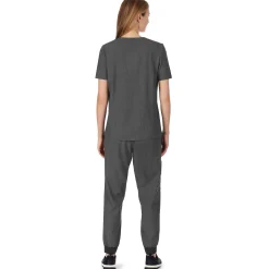 Womens Scrub Henley Neck Top with Side Pockets