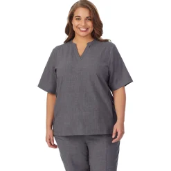 Womens Scrub Split Neck Top PLUS