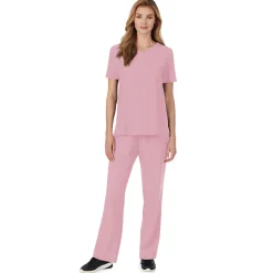 Womens Scrub V-Neck Top with Chest Pocket PETITE