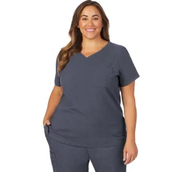 Womens Scrub V-Neck Top with Chest Pocket PLUS