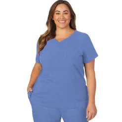 Womens Scrub V-Neck Top with Chest Pocket PLUS