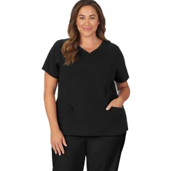 Womens Scrub V-Neck Top with Side Pockets PLUS