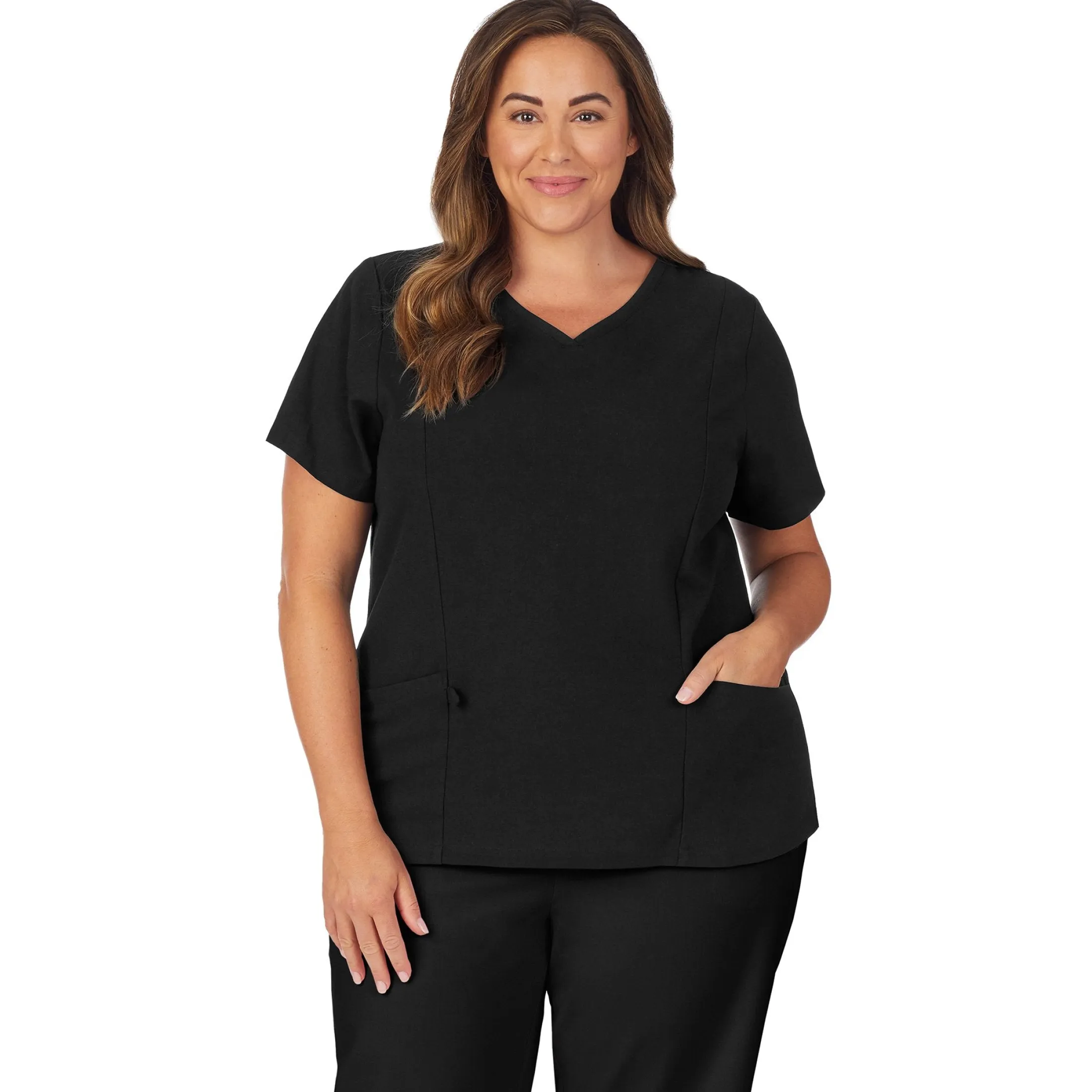 Womens Scrub V-Neck Top with Side Pockets PLUS