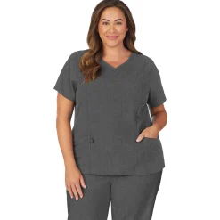 Womens Scrub V-Neck Top with Side Pockets PLUS
