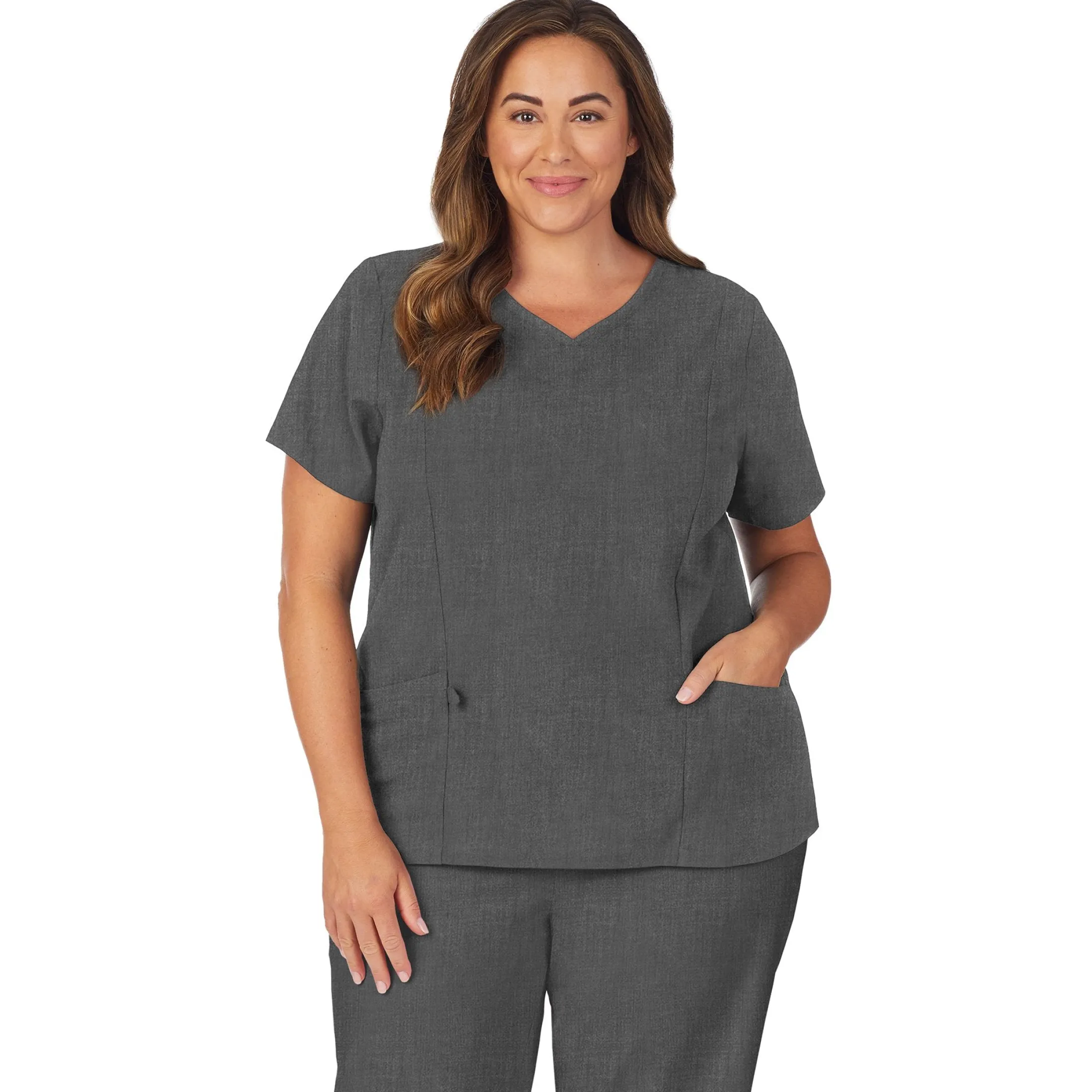 Womens Scrub V-Neck Top with Side Pockets PLUS