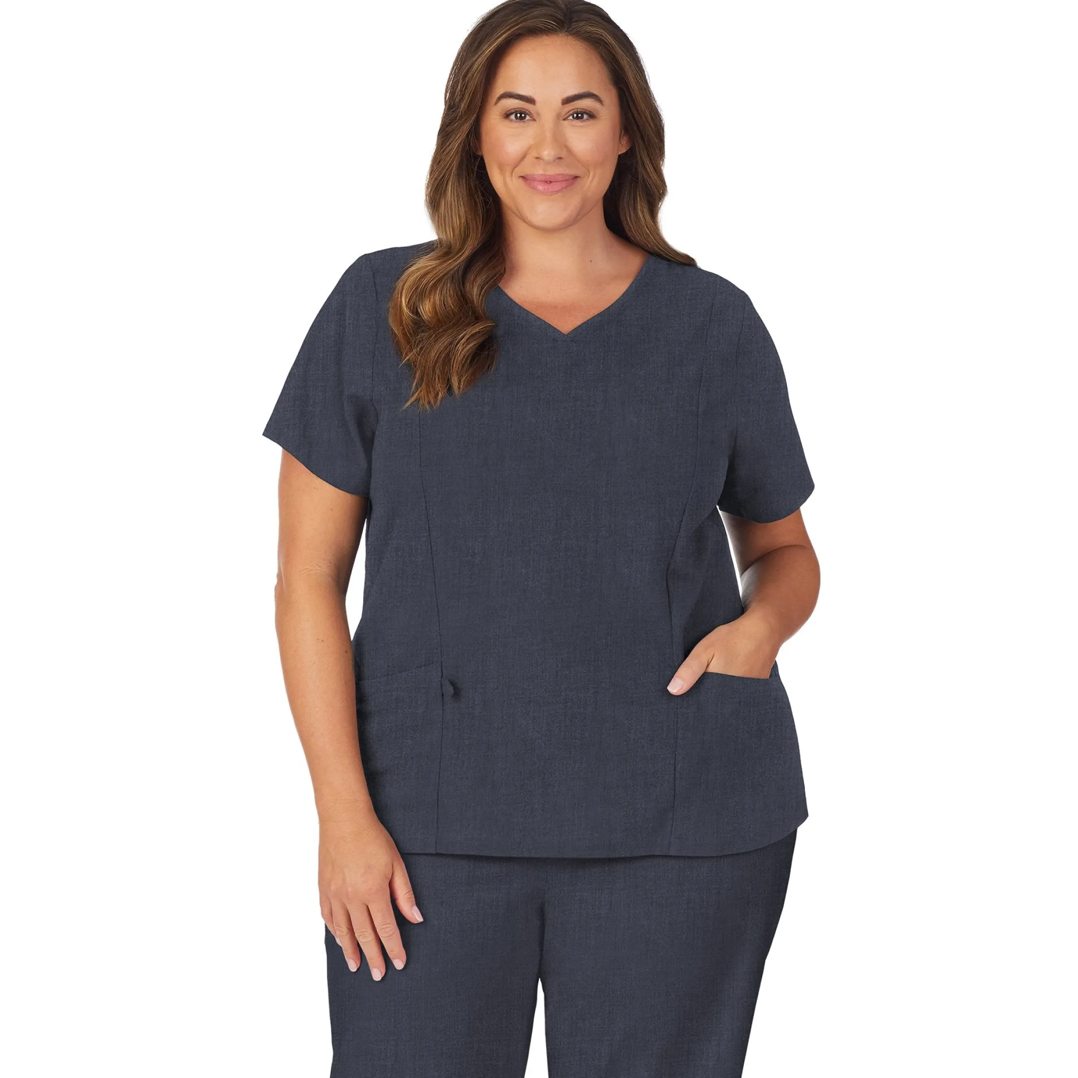 Womens Scrub V-Neck Top with Side Pockets PLUS
